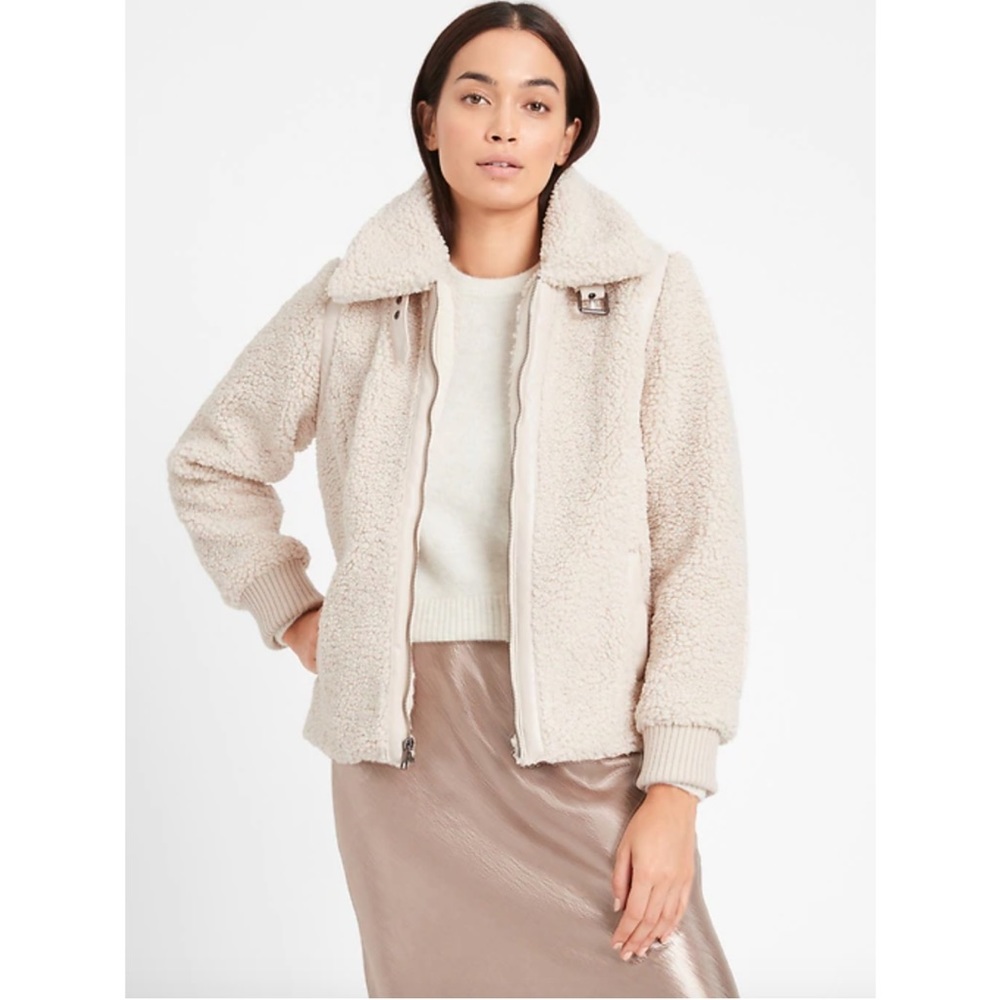 Women’s Banana Republic Faux Sherpa Bomber Jacket, Small